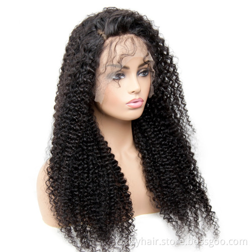 Mongolian Kinky Curly Human Hair Wigs 130% Density 13x4 13x6 Front Lace Raw Natural Color With Baby Hair Pre Plucked Wigs